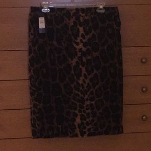 talbots leopard print velvet skirt